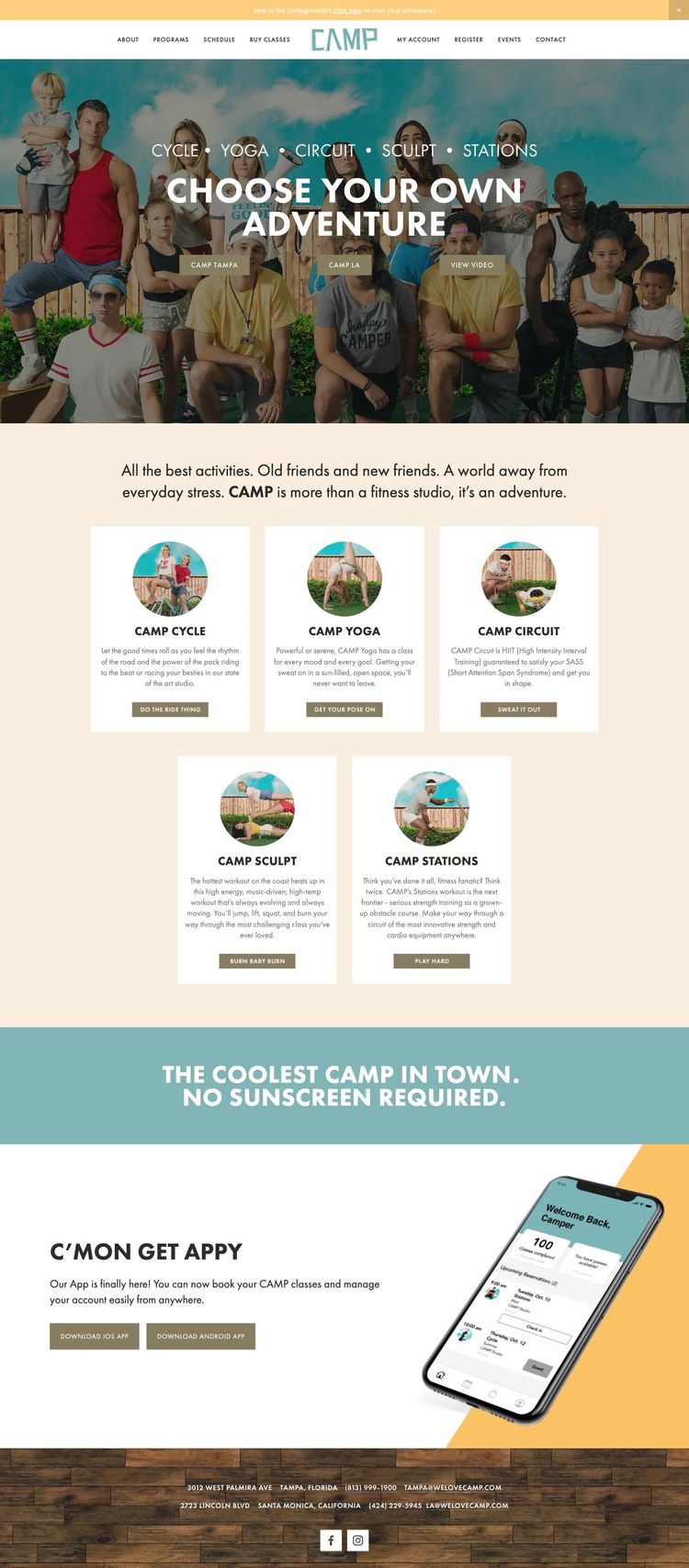 Screenshot 1 of Camp Tampa (Example Squarespace Child Care Website)