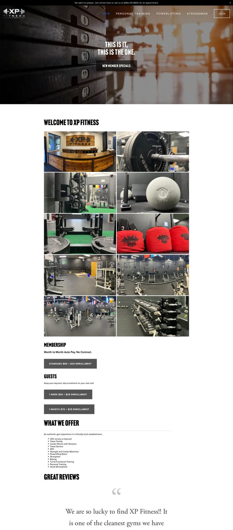 Screenshot 1 of XP Fitness (Gym) (Example Squarespace Fitness Website)