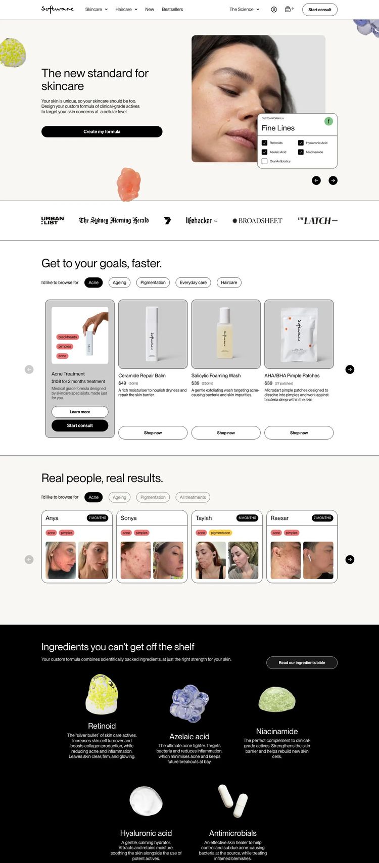 Screenshot 2 of Skin Software (Example Webflow Beauty Products Website)