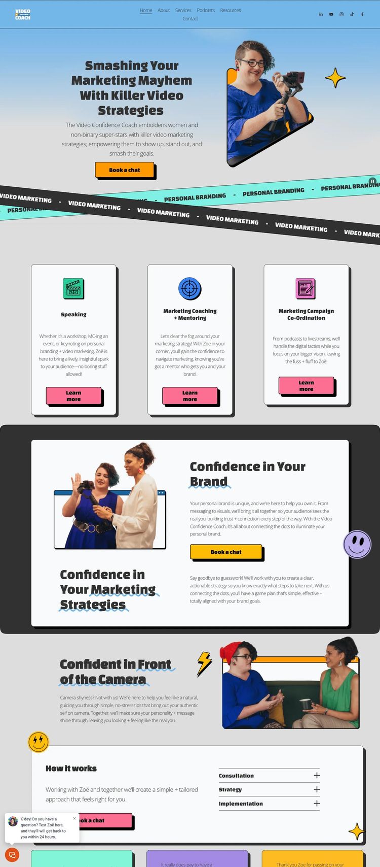 Screenshot 2 of The Video Confidence Coach (Example Squarespace Marketing Agency Website)