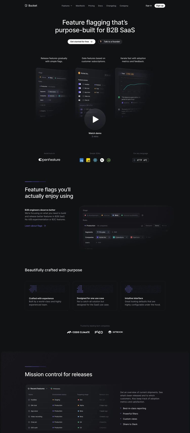 Screenshot 2 of Bucket (Example Webflow Software Development Website)