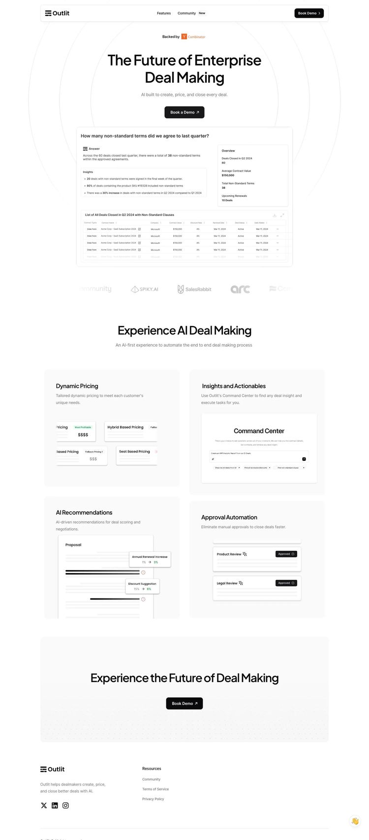 Screenshot 2 of Outlit (Example Framer AI and Machine Learning Website)