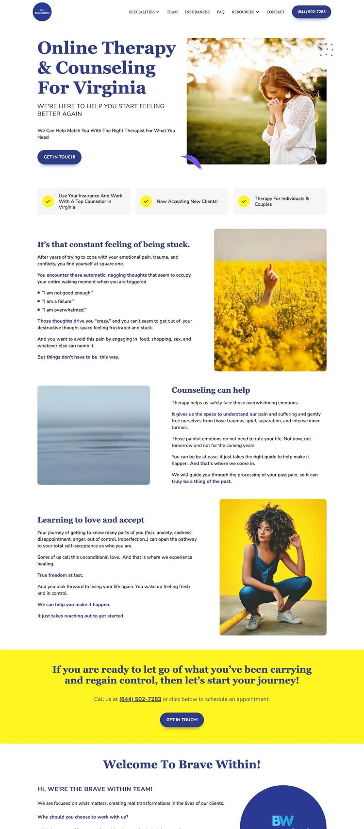 Screenshot 2 of Brave Within (Example Webflow Therapist Website)