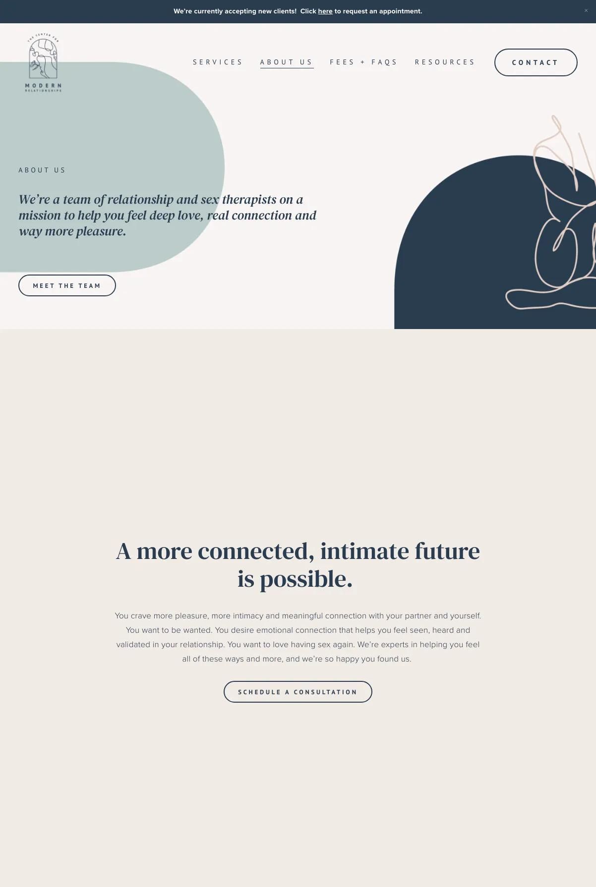 Screenshot 3 of Center for Modern Relationships (Example Squarespace Therapist Website)