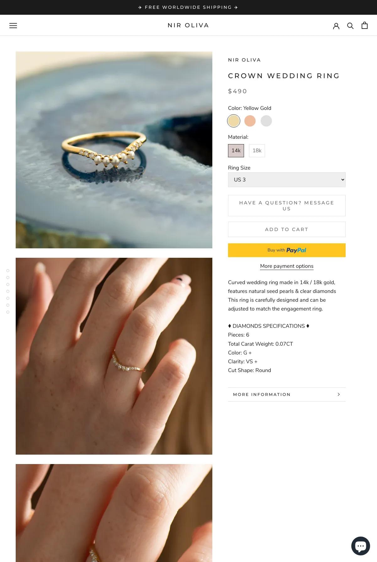 Screenshot 3 of Nir Oliva (Example Shopify Jewelry Website)