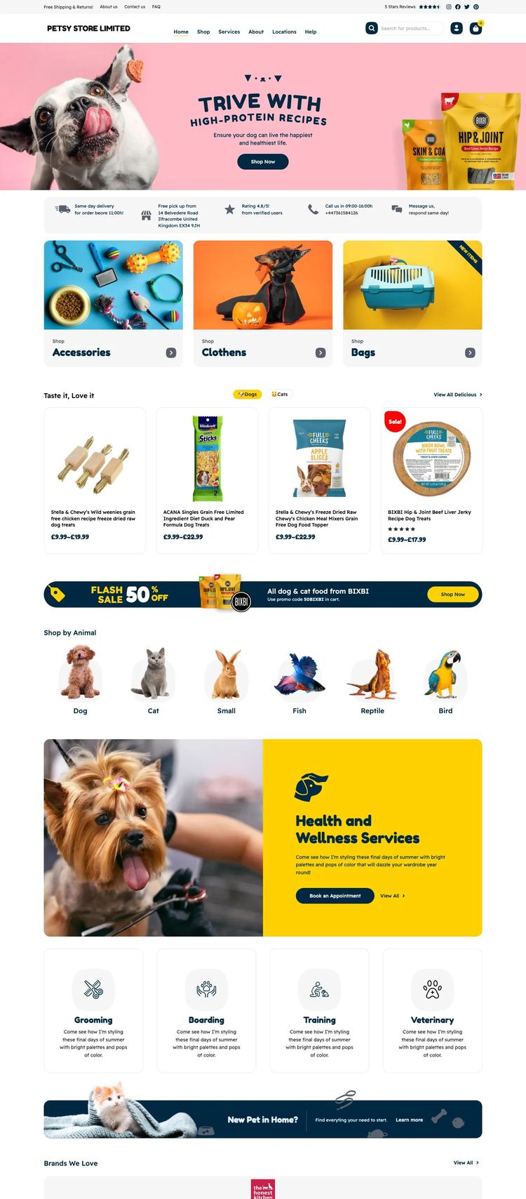 Screenshot 2 of Petsy Store Limited (Example WordPress Pet Services Website)