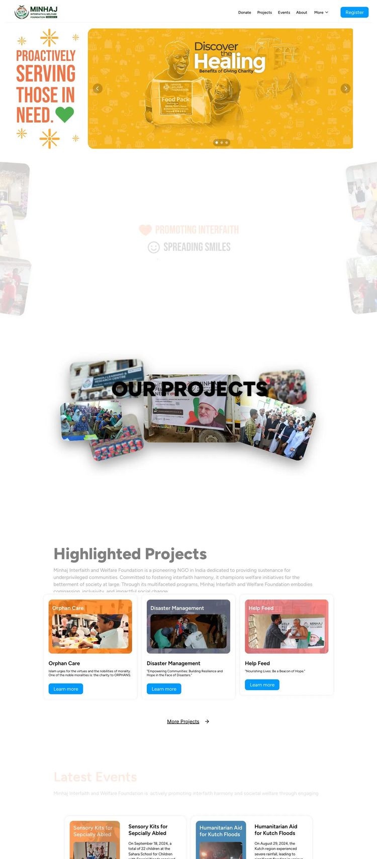 Screenshot 2 of Minhaj Interfaith and Welfare Foundation (Example Framer Nonprofit Organization Website)