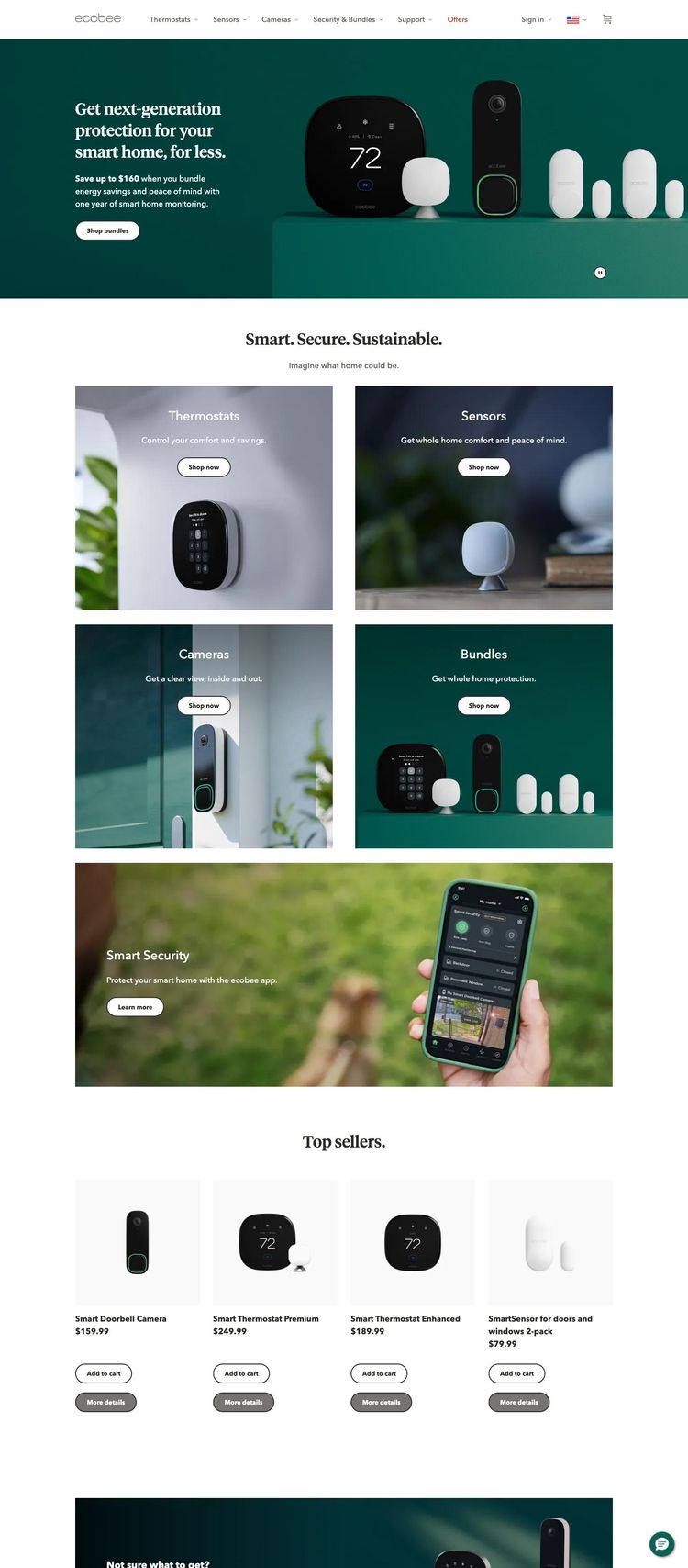 Screenshot 2 of ecobee (Example undefined Hardware and Technology Website)