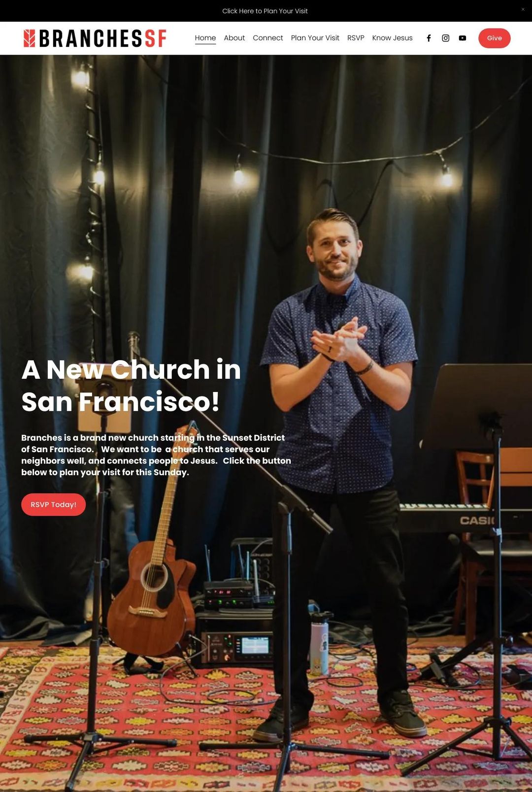 Screenshot 1 of Branches Church SF (Example Squarespace Church Website)