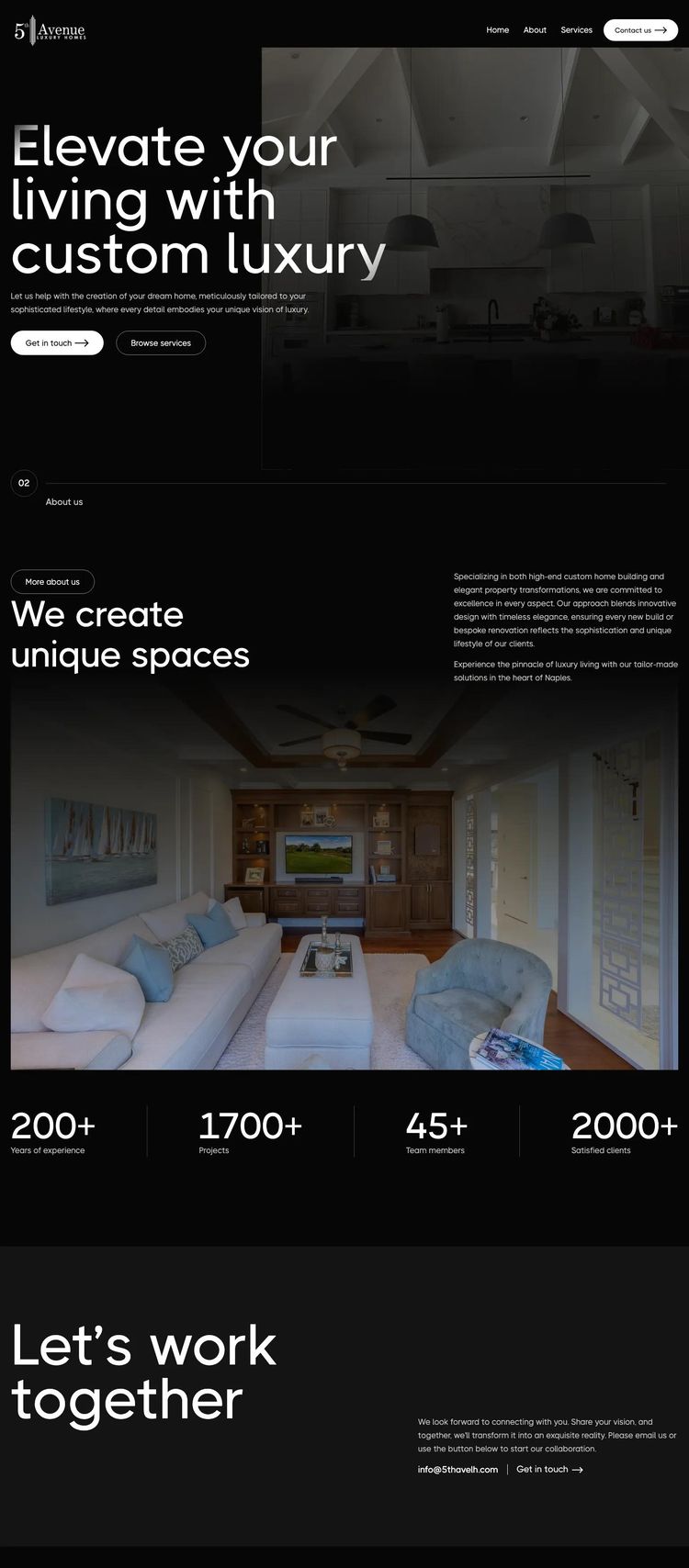Screenshot 2 of 5th Avenue Luxury Homes (Example Webflow Construction Website)