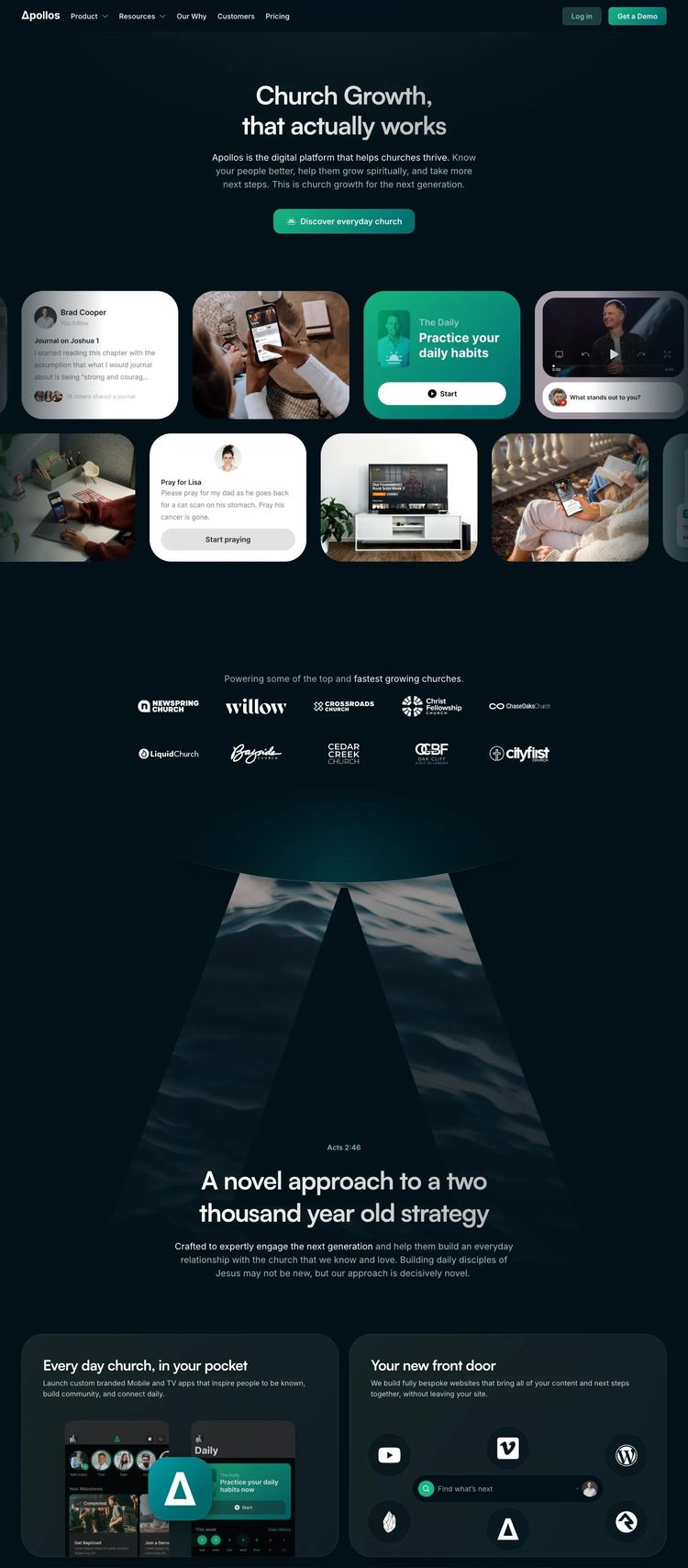 Screenshot 2 of Apollos (Example Framer Church/Religious Organization Website)