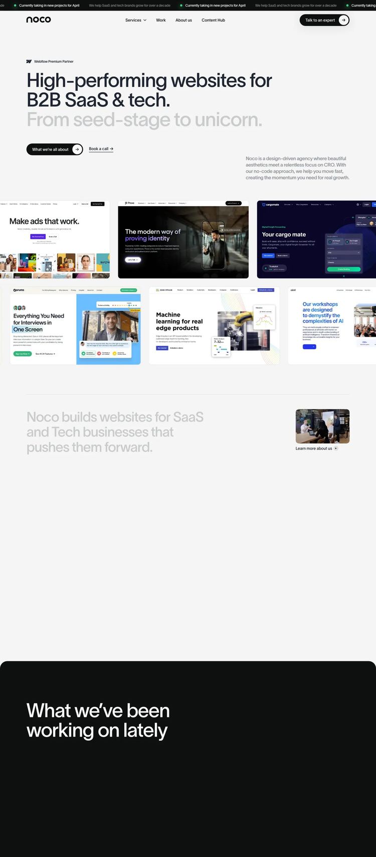 Screenshot 2 of Noco (Example Webflow Design Agency/Studio Website)
