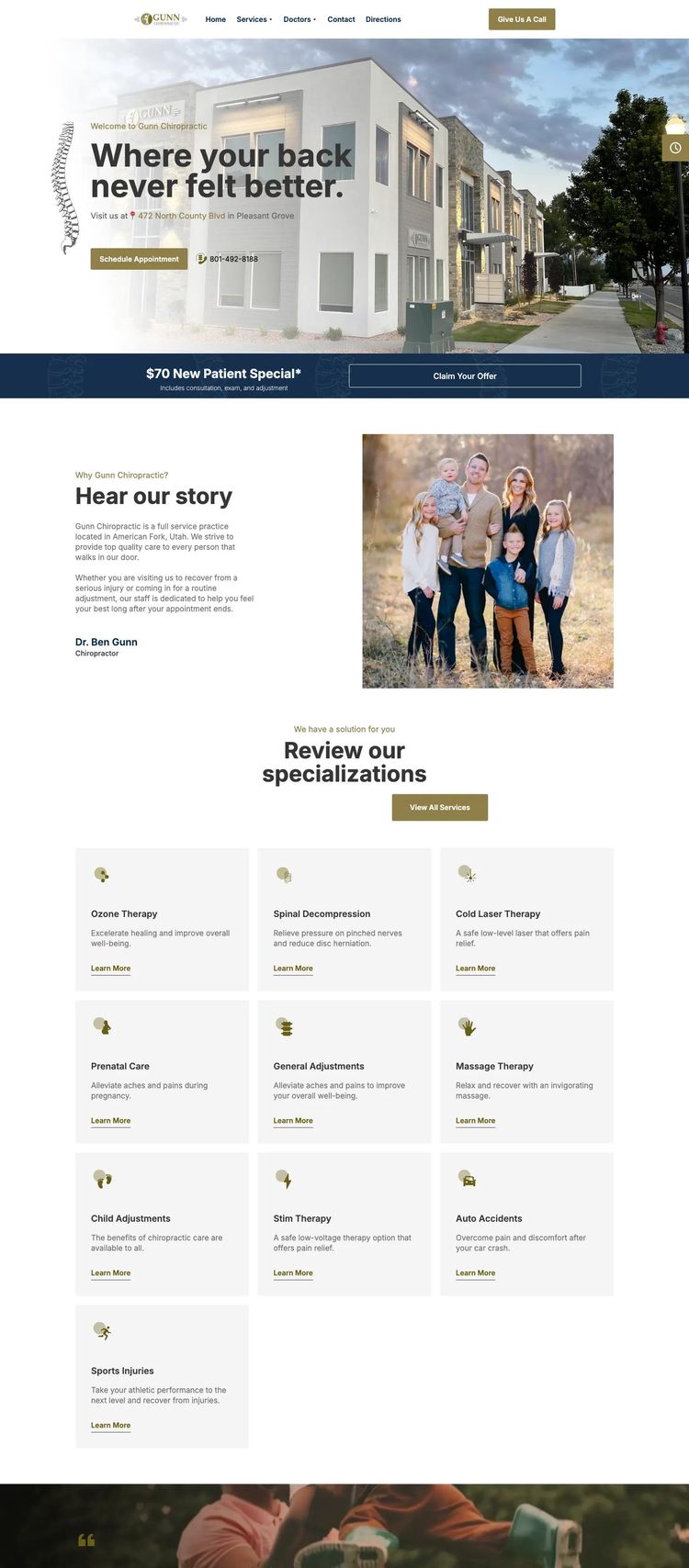 Screenshot 2 of Gunn Chiropractic (Example Webflow Chiropractor Website)