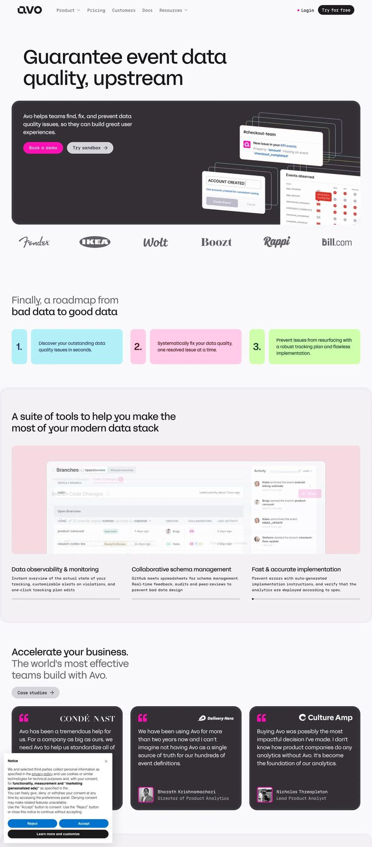 Screenshot 2 of Avo (Example Squarespace Software Development Website)