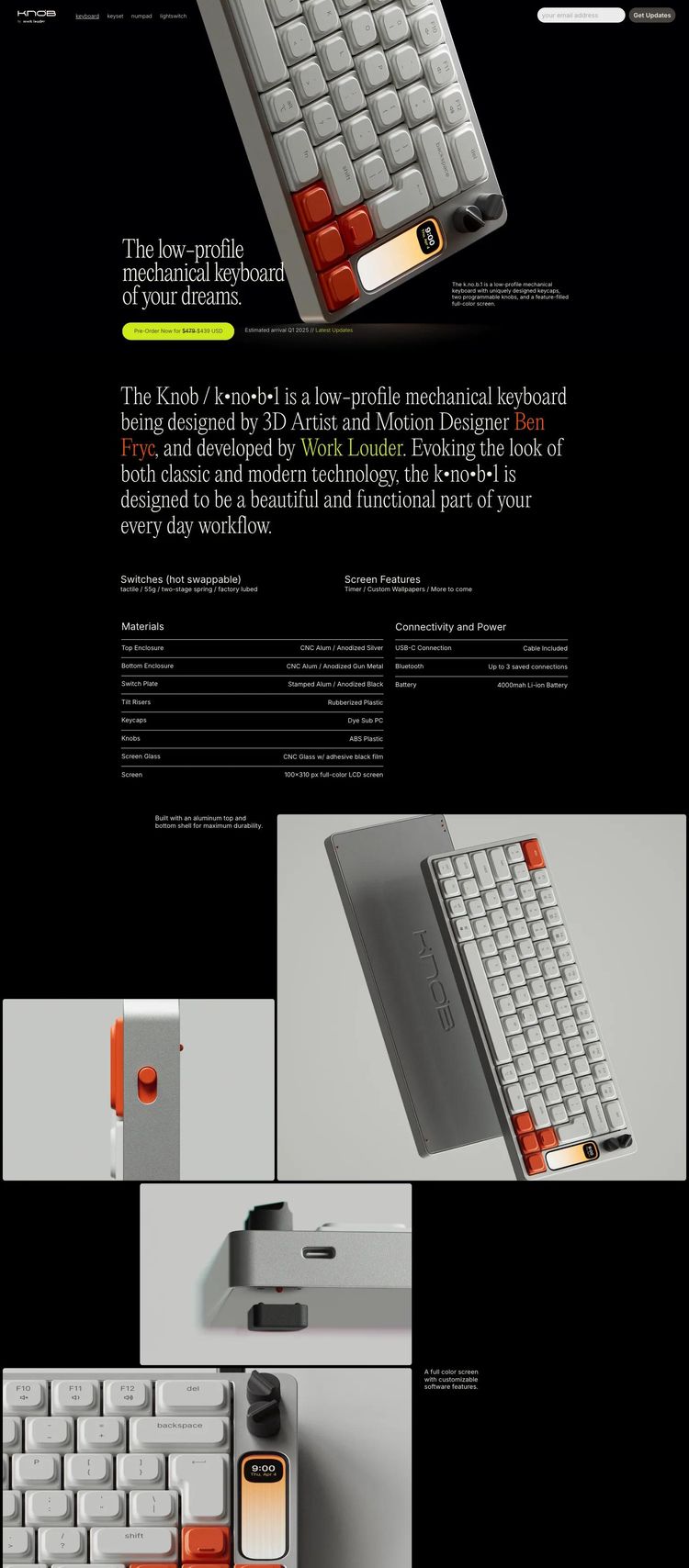 Screenshot 2 of k.no.b.1 (Example Framer Hardware and Technology Website)