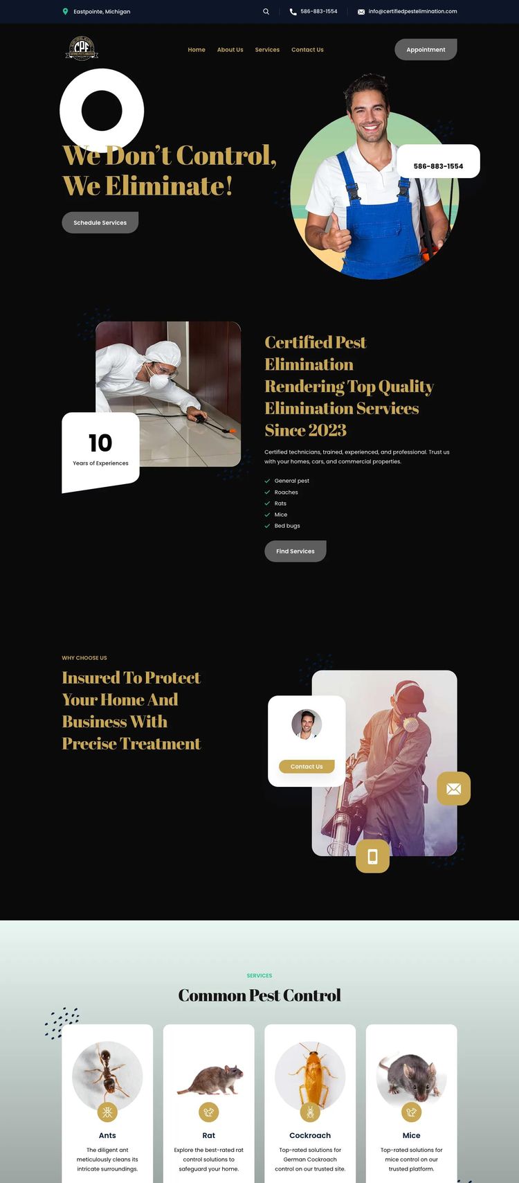 Screenshot 2 of Certified Pest Elimination (Example WordPress Pest Control Website)