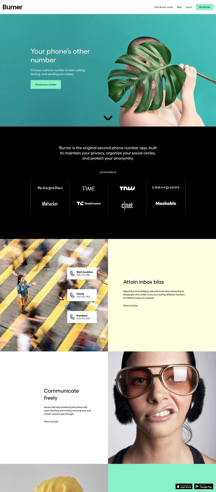 Screenshot 2 of Burner (Example Squarespace Mobile App Website)