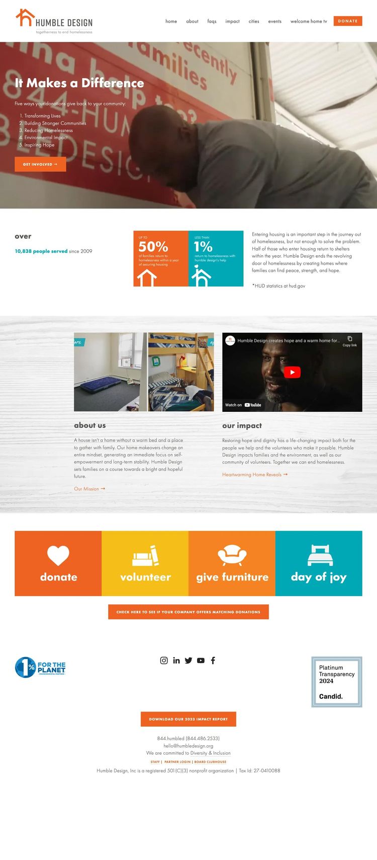 Screenshot 1 of Humble Design (Example Squarespace Nonprofit Organization Website)