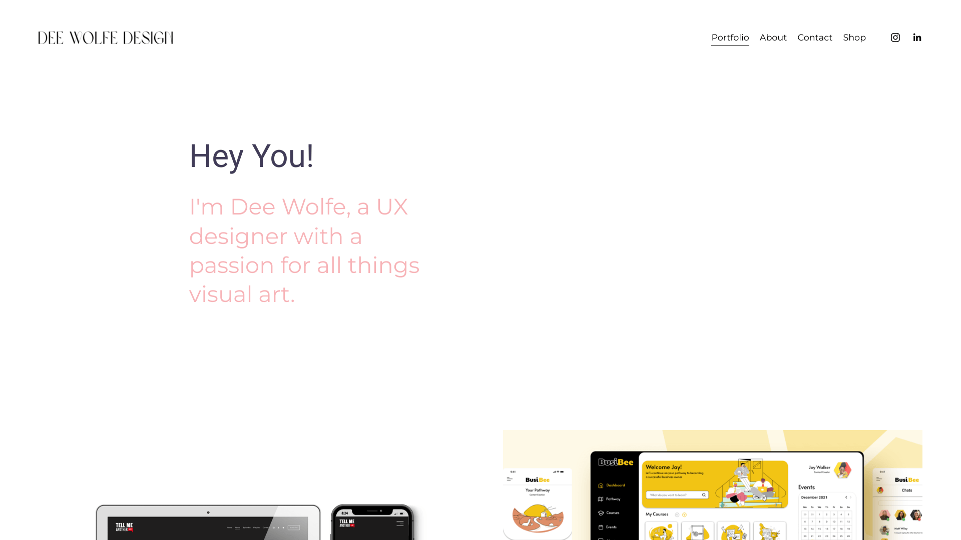 Screenshot of the Dee Wolfe Design website