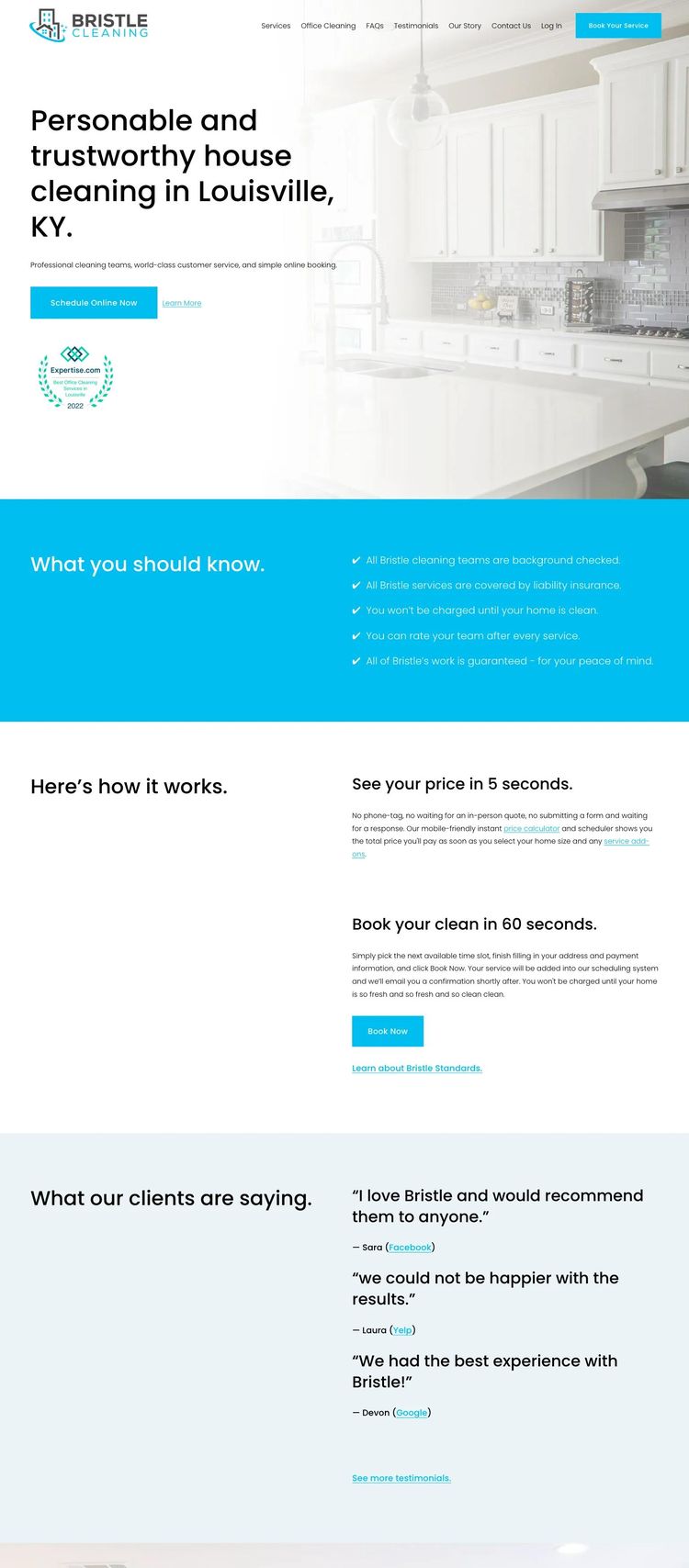 Screenshot 1 of Bristle Cleaning (Example Squarespace Cleaning Services Website)