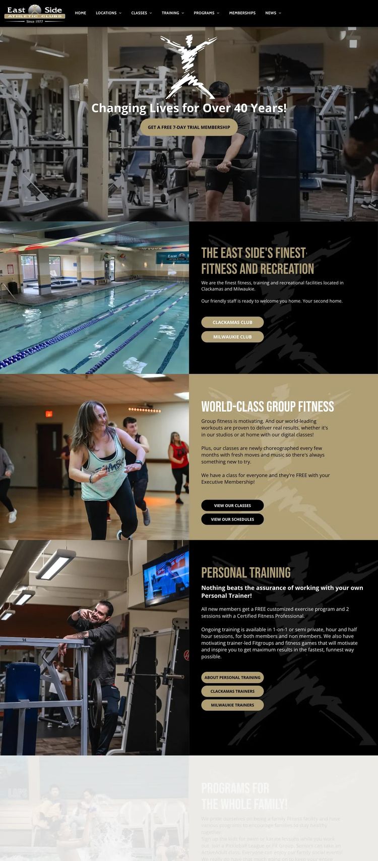 Screenshot 1 of East Side Athletic Club (Example Duda Fitness Website)