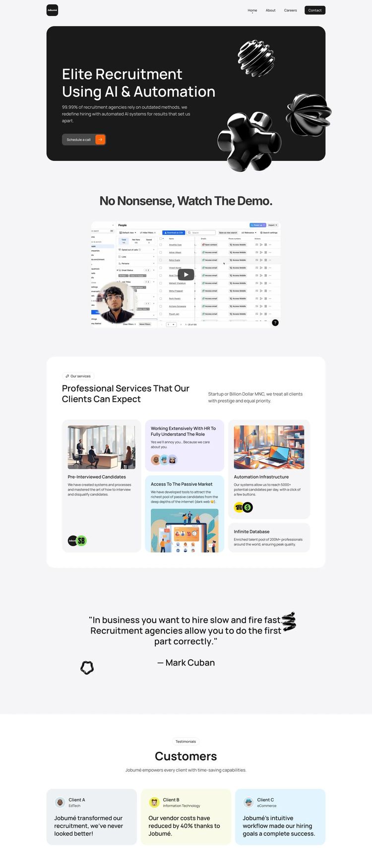 Screenshot 2 of Jobumé (Example Framer Business Consultant Website)