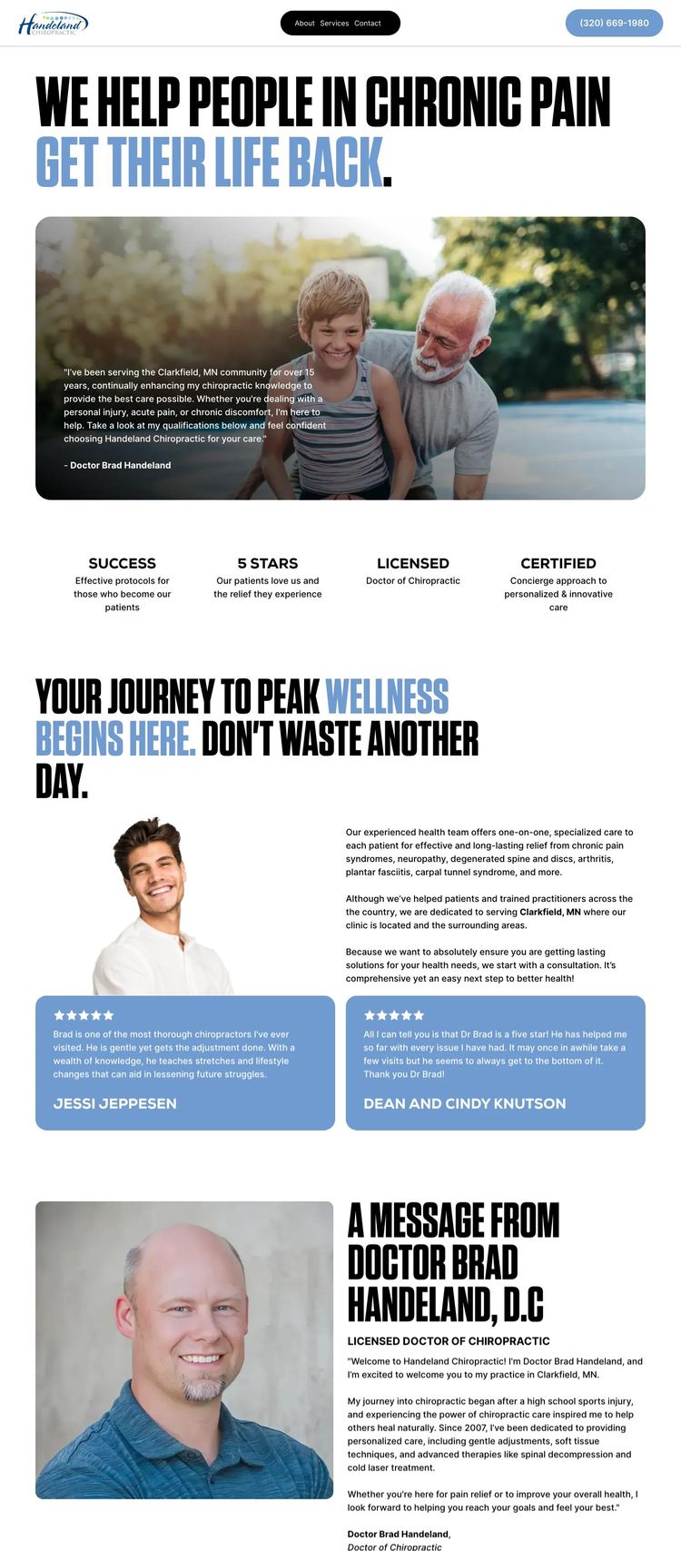 Screenshot 2 of Handeland Chiropractic (Example Webflow Chiropractor Website)