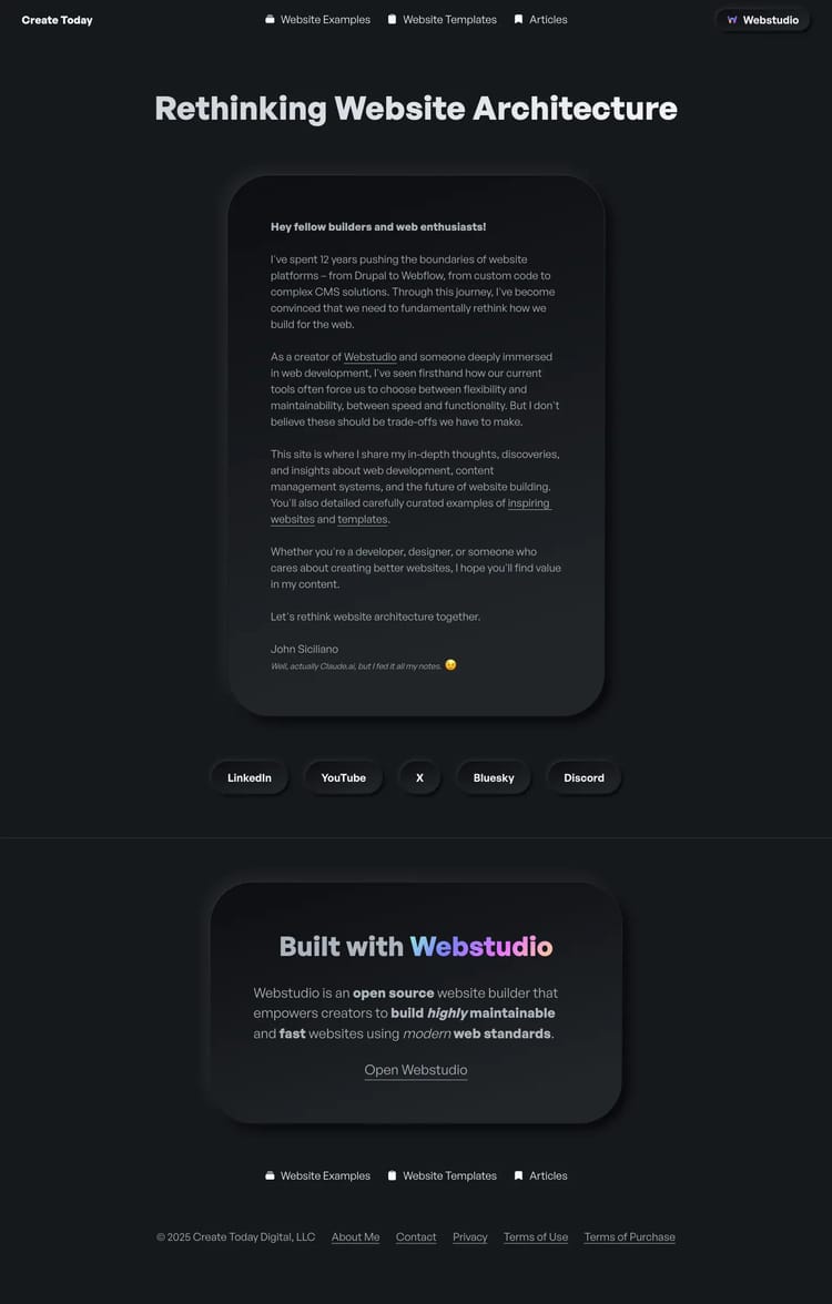 Screenshot 1 of Create Today (Example Webstudio Content Website)