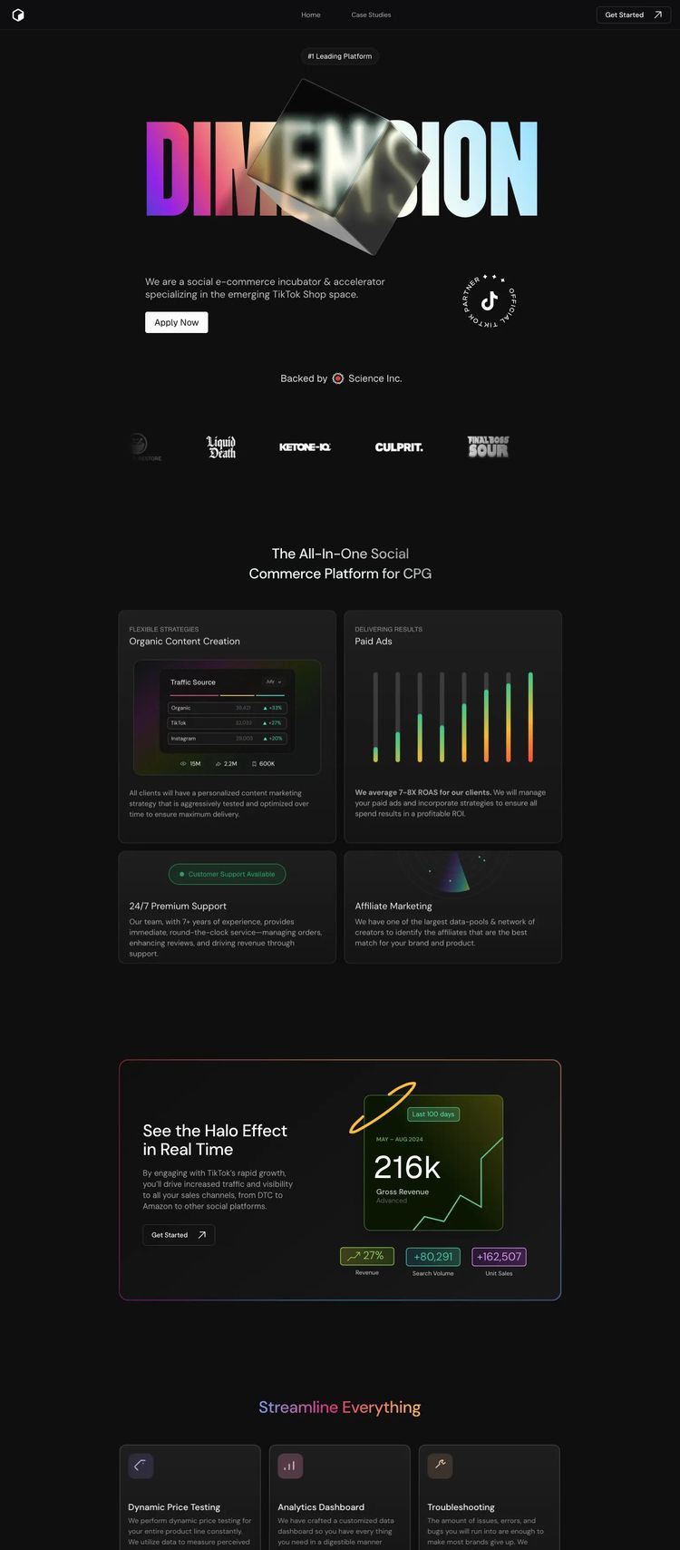 Screenshot 2 of Dimension Studios (Example Framer Ecommerce (General) Website)
