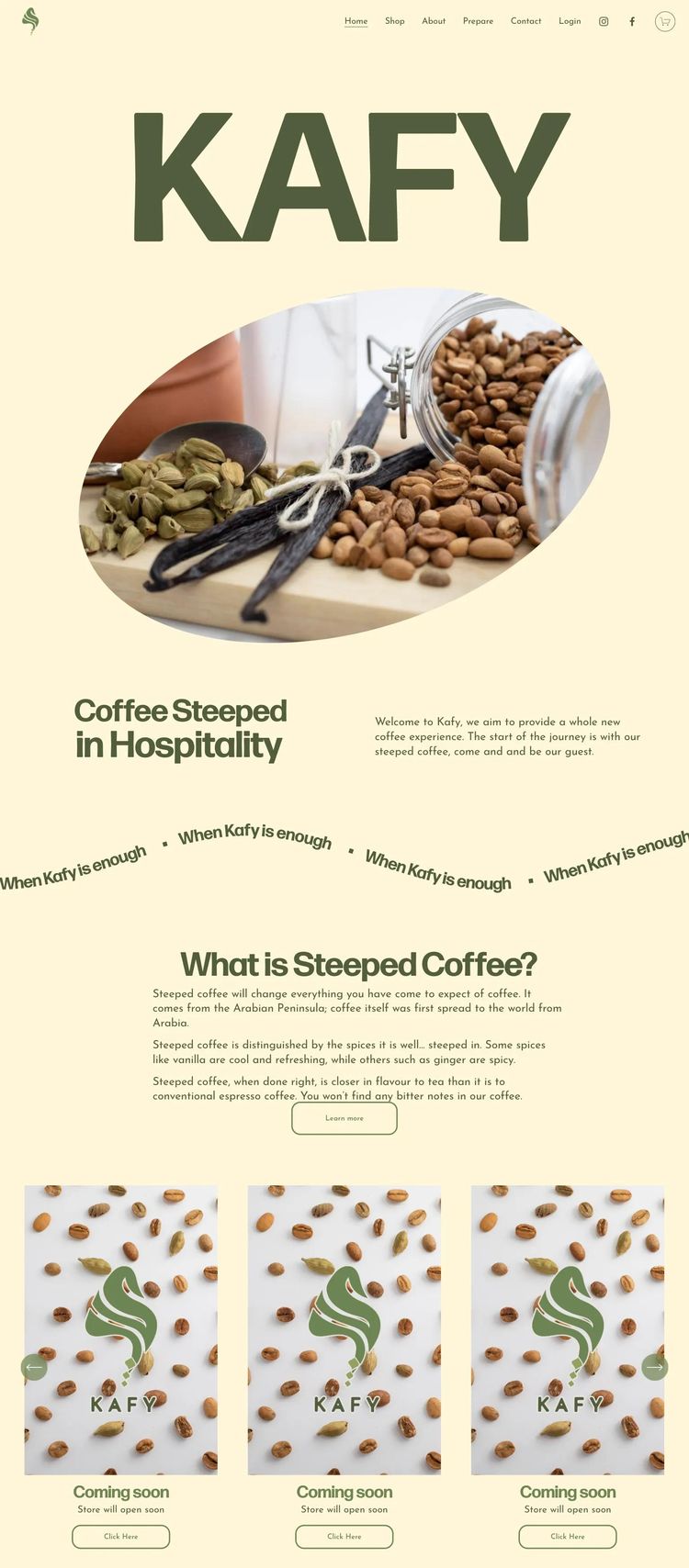 Screenshot 2 of KAFY (Example Squarespace Coffee Shop/Café Website)