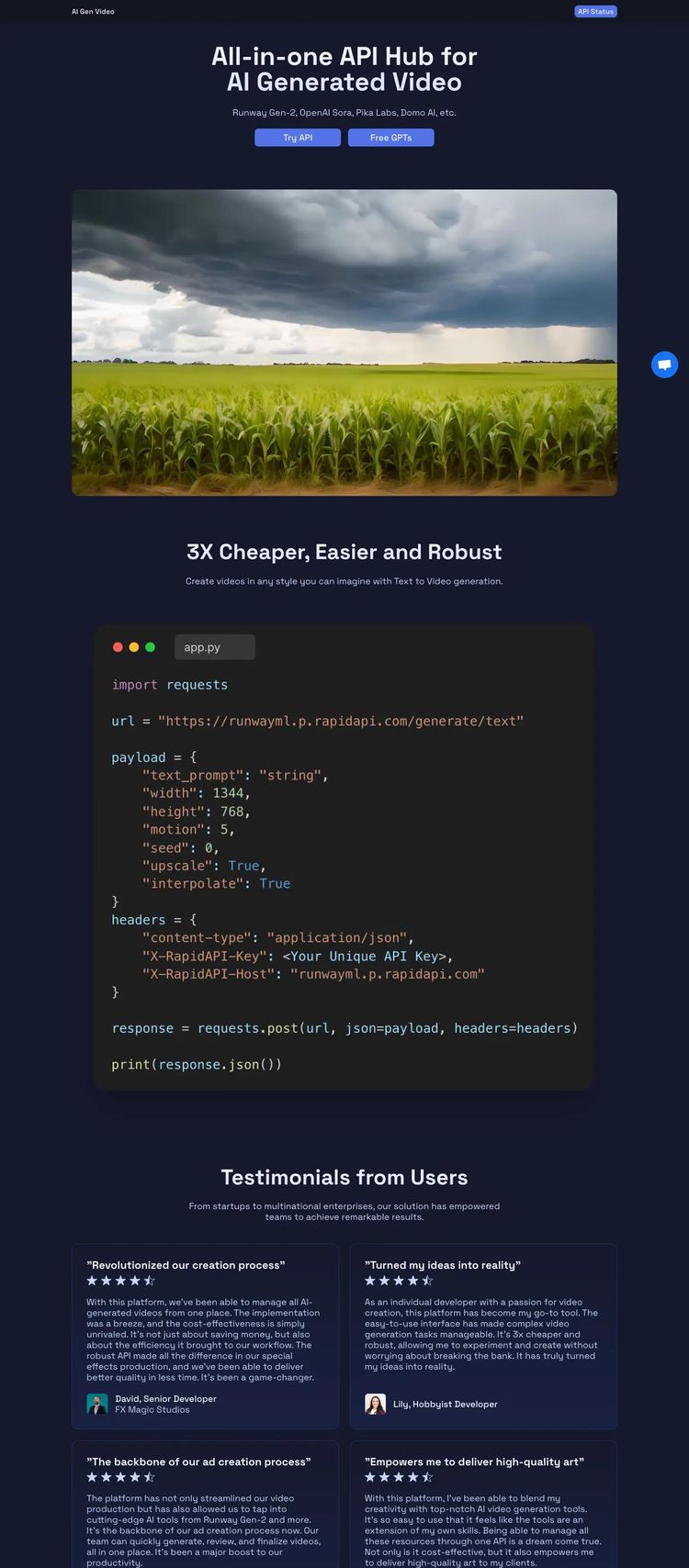 Screenshot 1 of AI Gen Video (Example Webstudio AI and Machine Learning Website)