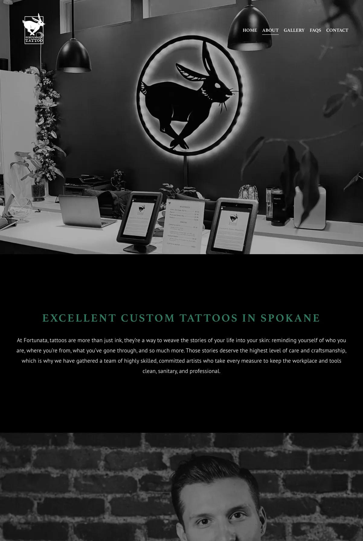 Screenshot 2 of Fortunata Tattoo (Example Squarespace Tattoo Website)