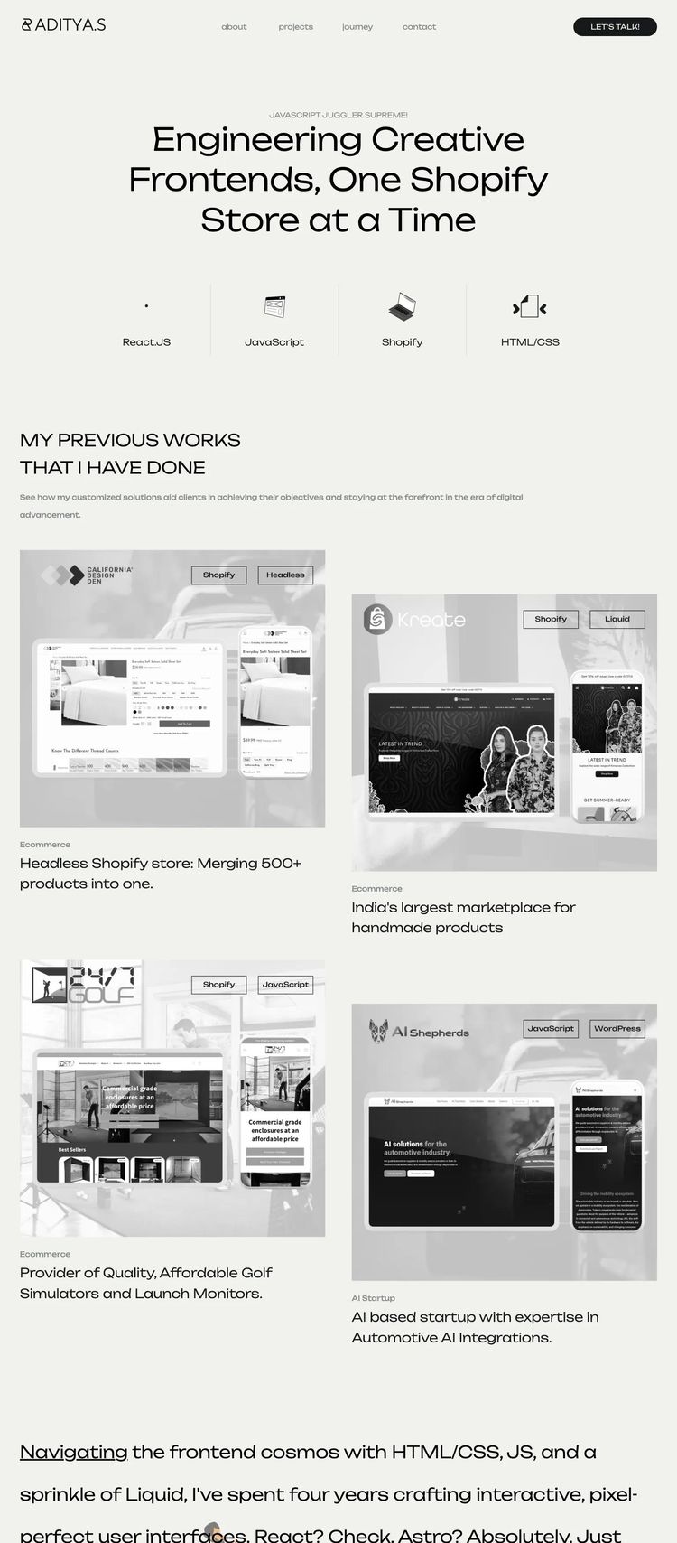 Screenshot 2 of Aditya Singh (Example Astro Web Developer Portfolio Website)