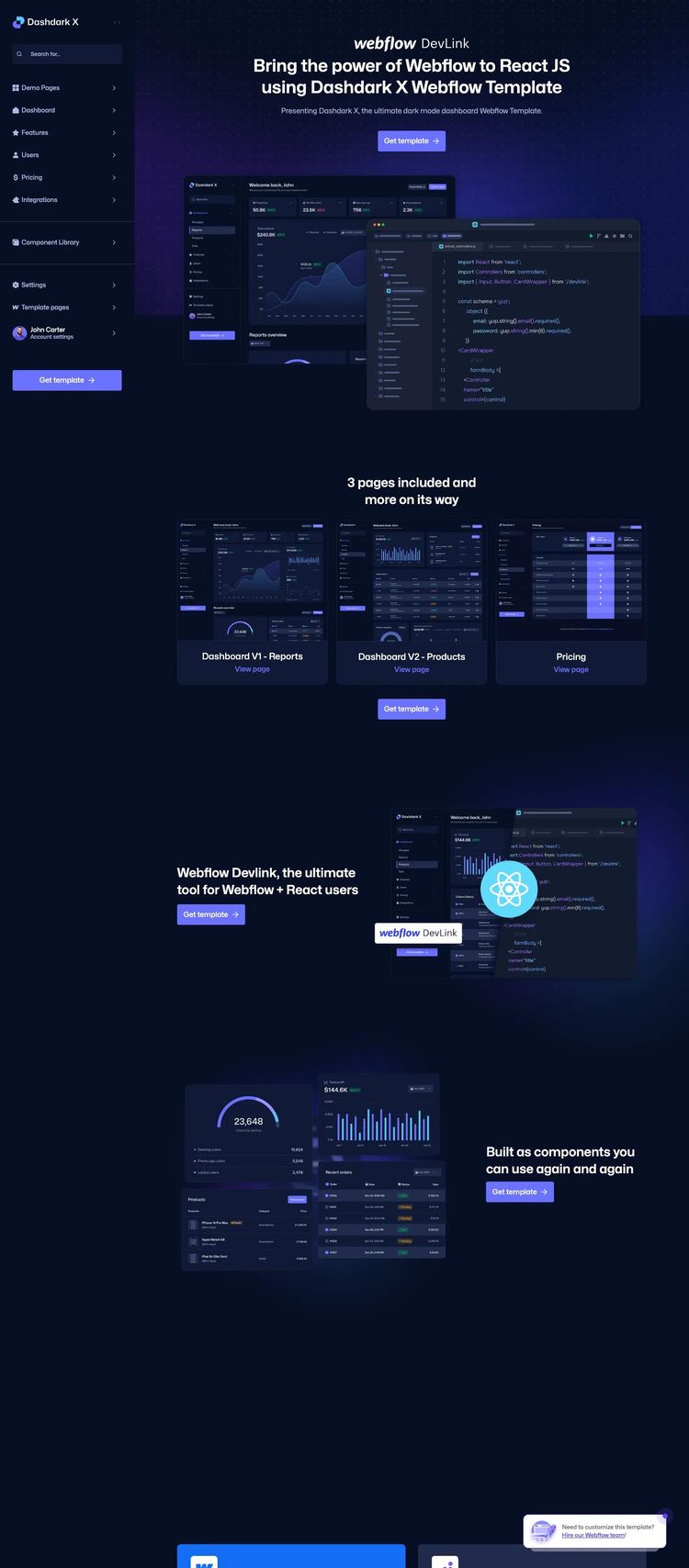 Screenshot 1 of Dashdark X Template