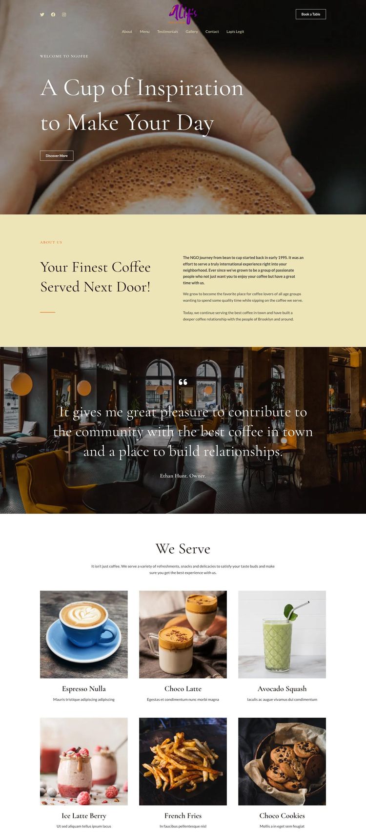 Screenshot 2 of Ngofee (Example WordPress Coffee Shop/Café Website)