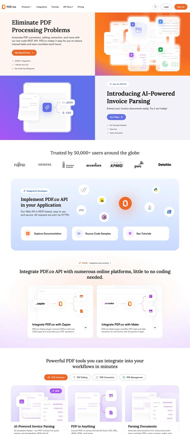 Screenshot 2 of PDF.co (Example Next.js Developer Tools Website)
