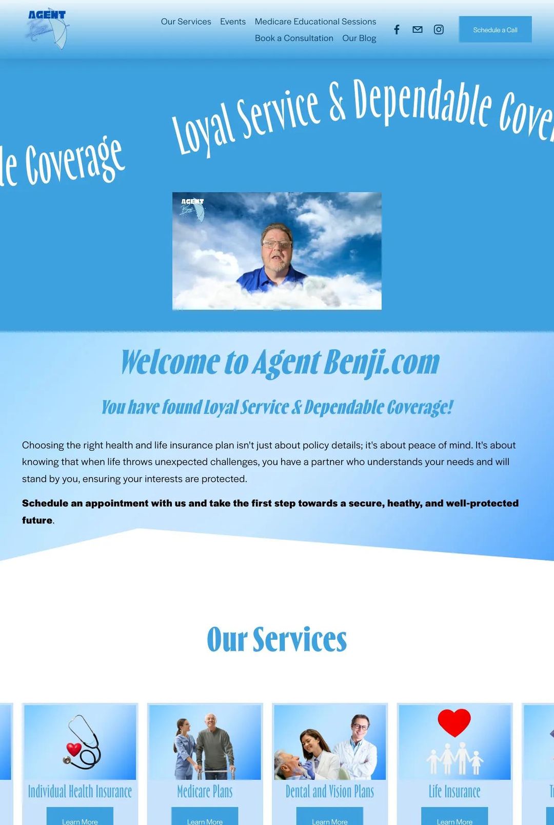 Screenshot 1 of Agent Benji (Example Squarespace Insurance Agent Website)
