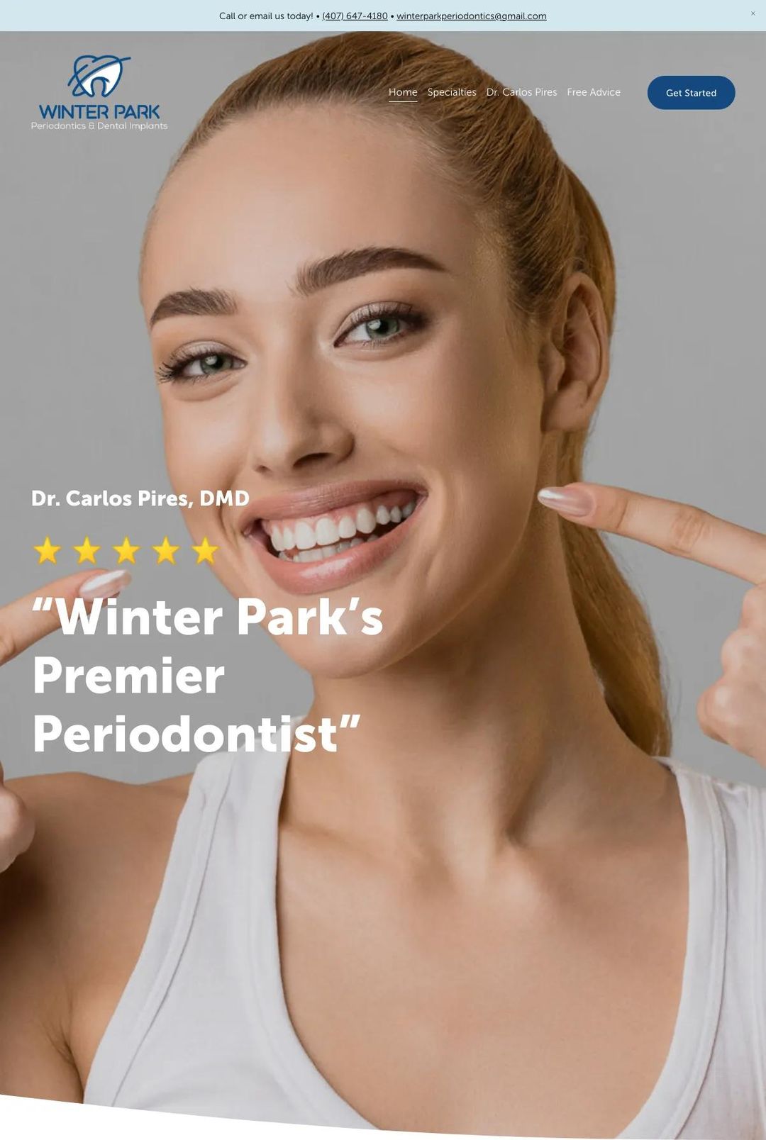 Screenshot 1 of Winter Park Periodontics & Dental Implants (Example Squarespace Dentist Website)