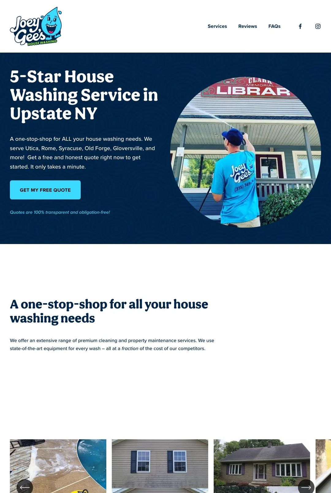 Screenshot 1 of Joey Gees (Example Squarespace Cleaning Services Website)