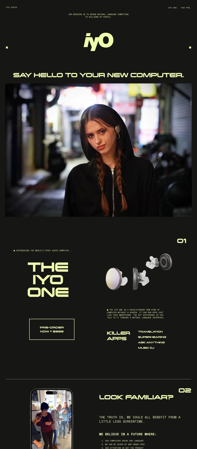 Screenshot 2 of Iyo (Example Squarespace AI and Machine Learning Website)