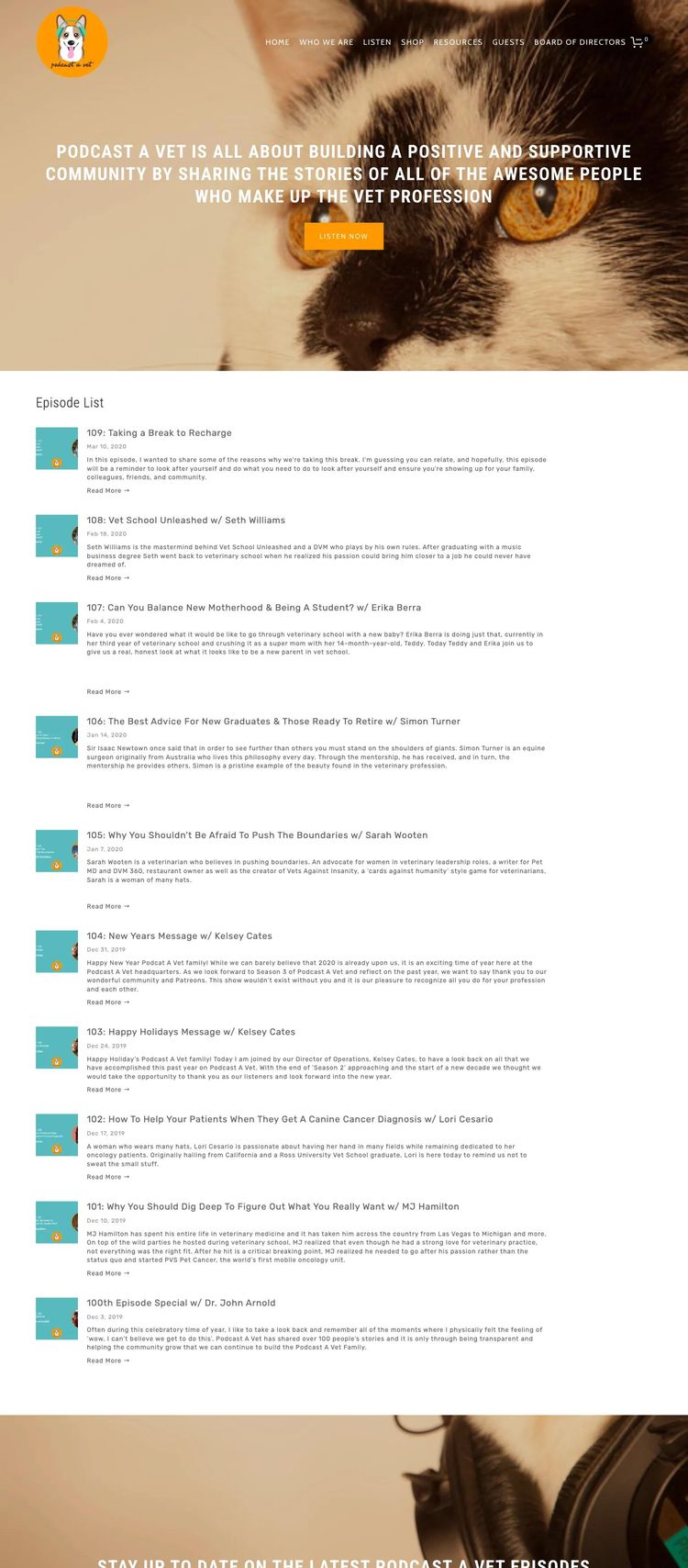 Screenshot 1 of Podcast a Vet (Example Squarespace Podcast Website)