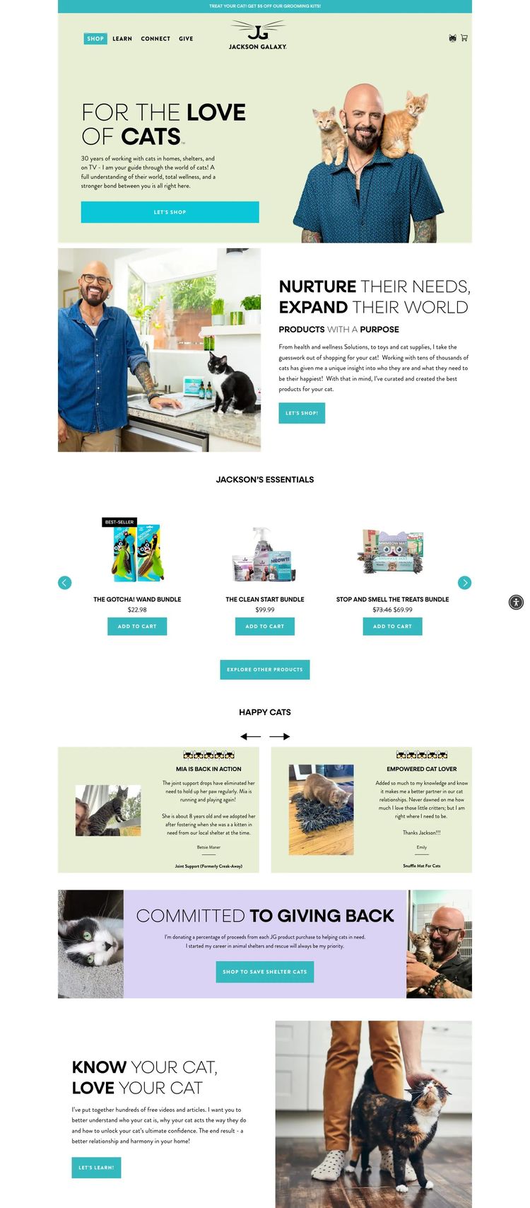 Screenshot 2 of Jackson Galaxy (Example Shopify Pet Services Website)
