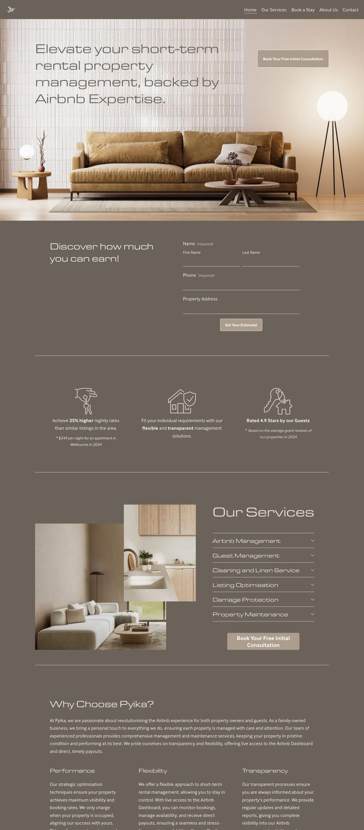 Screenshot 2 of Pyika (Example Squarespace Property Management Website)