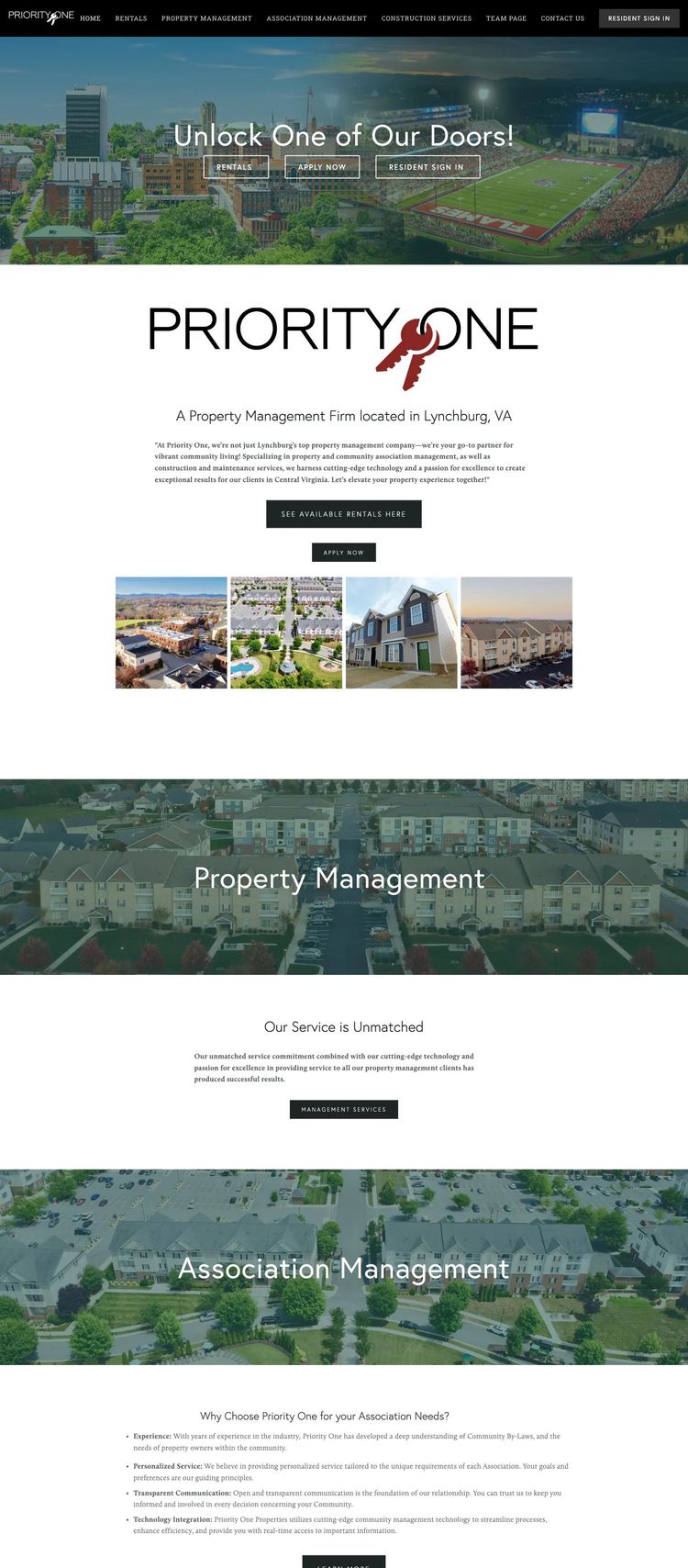 Screenshot 1 of Priority One (Example Squarespace HOA Management Website)
