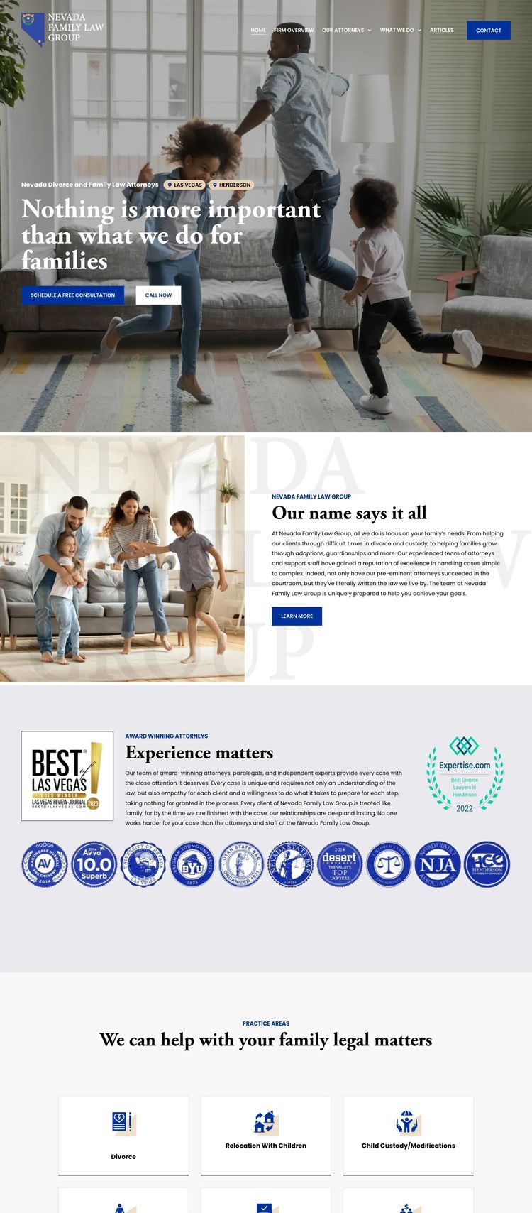 Screenshot 1 of Nevada Family Law Group (Example Squarespace Law Firm Website)