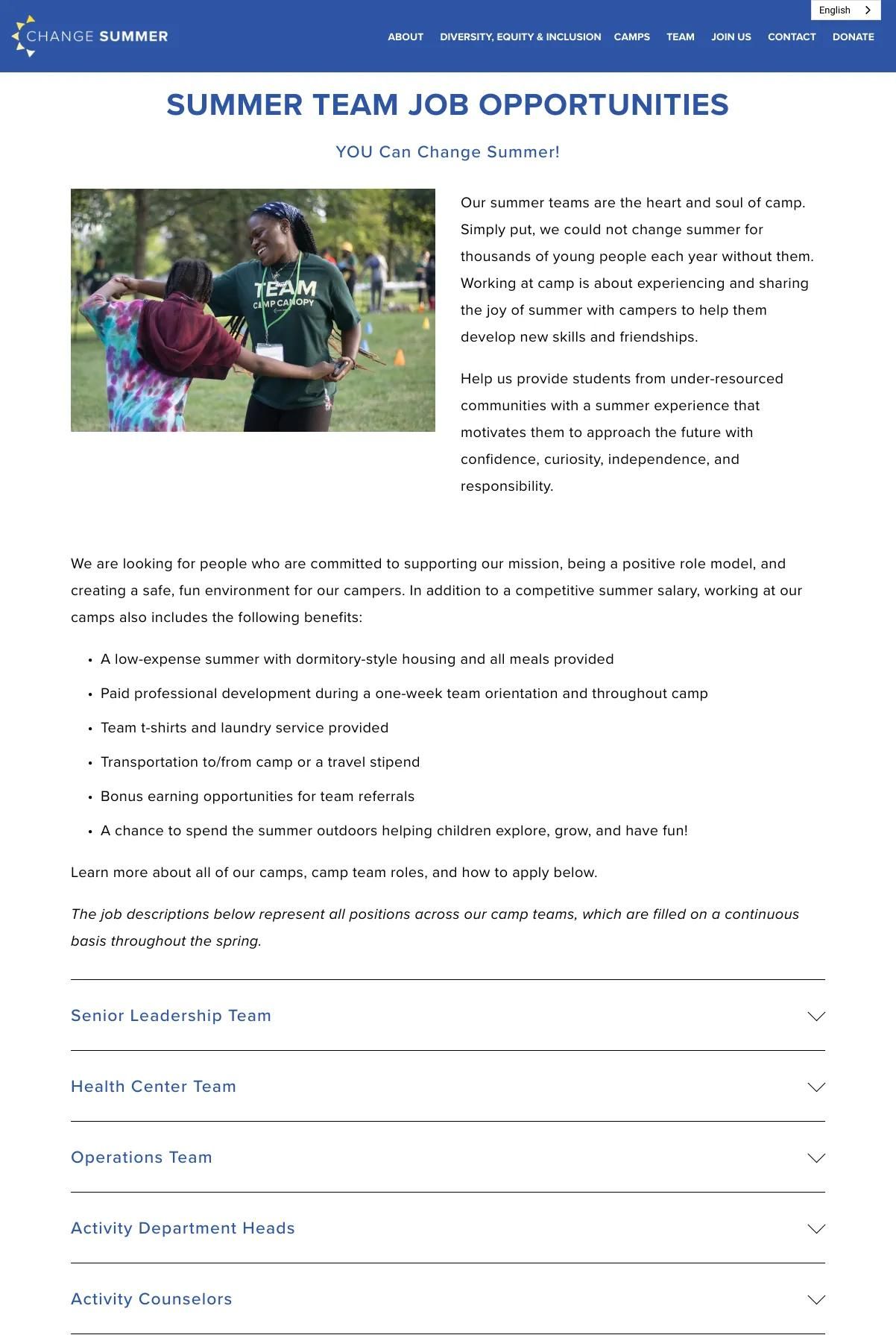 Screenshot 2 of Change Summer (Example Squarespace Nonprofit Website)