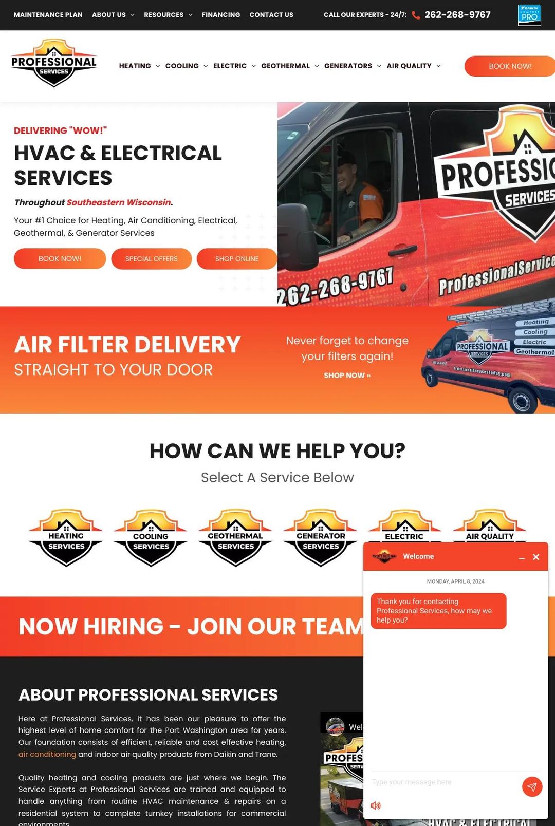 Screenshot 1 of Professional Services (Example Duda HVAC Website)