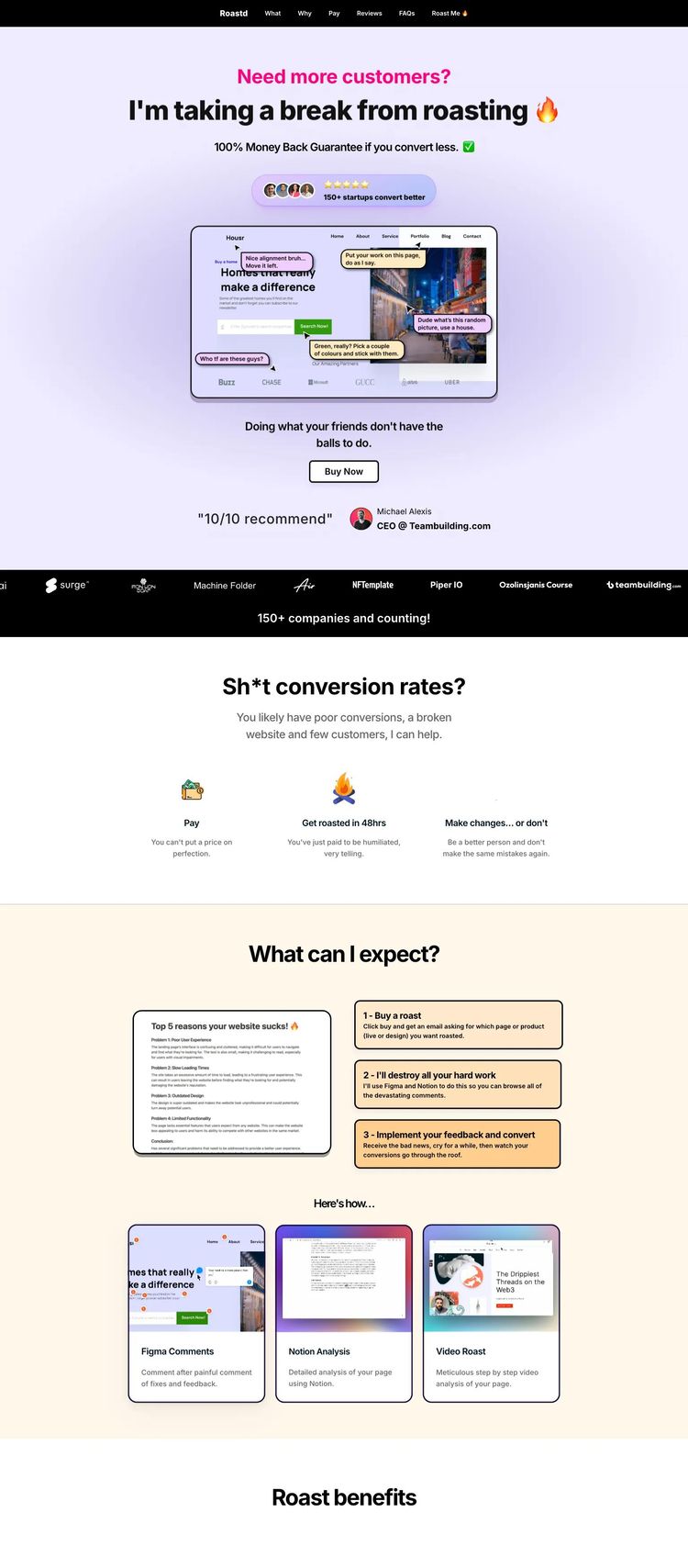 Screenshot 2 of Roastd (Example Framer Business Operations Website)