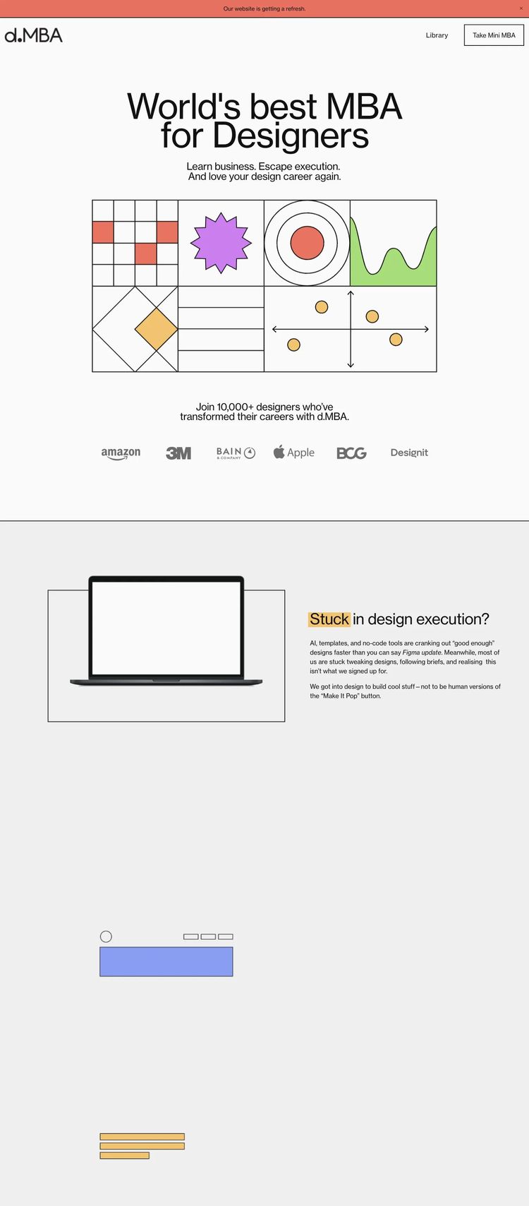 Screenshot 2 of d.MBA (Example Squarespace Online Course Creator Website)