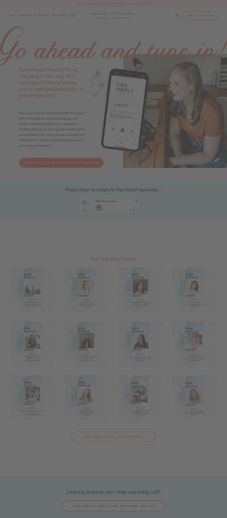 Screenshot 1 of One Simple Shift (Example Squarespace Podcast Website)
